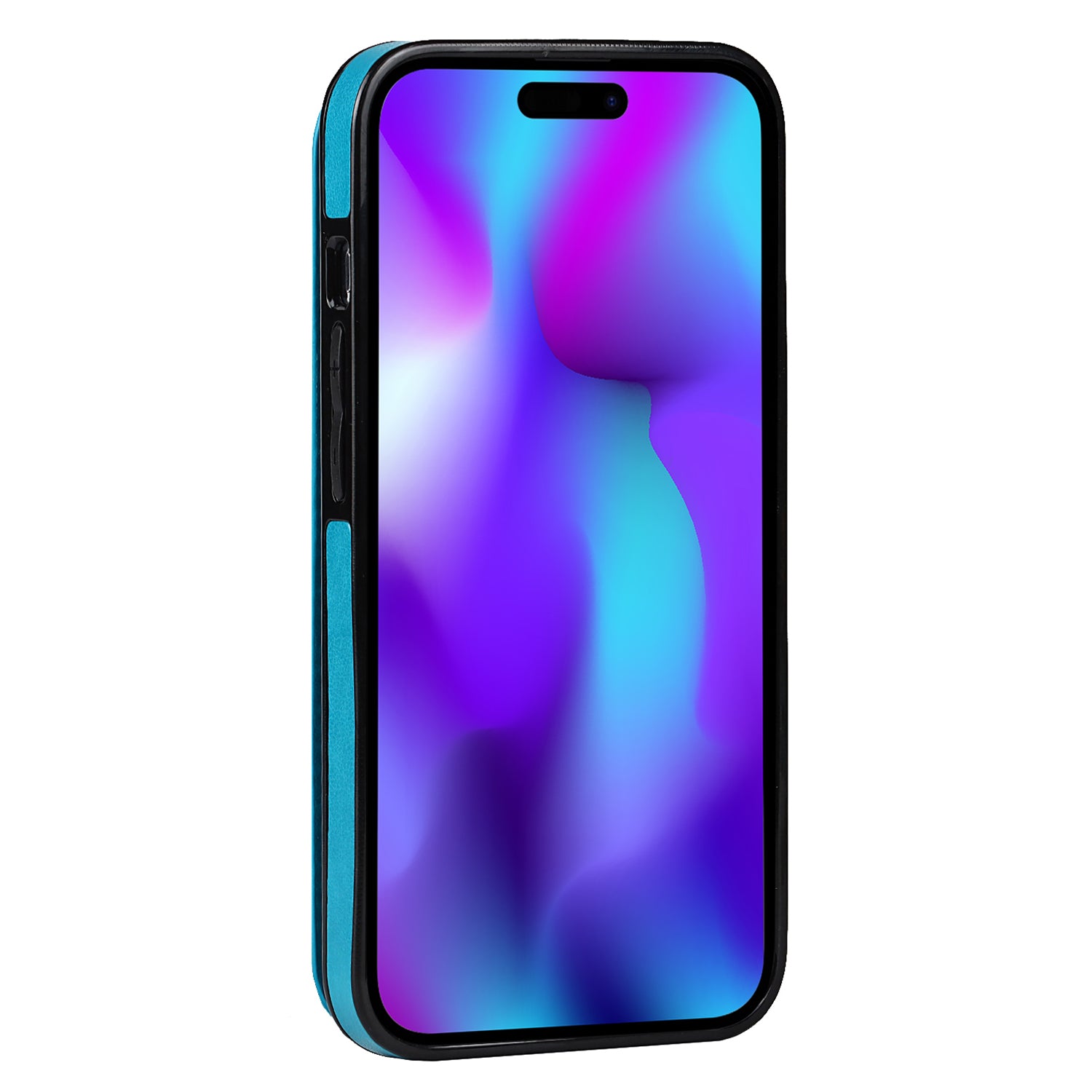 For iPhone 14 Pro Cell Phone Case Mandala Imprinted Drop Proof PU Leather+TPU Cover - Blue