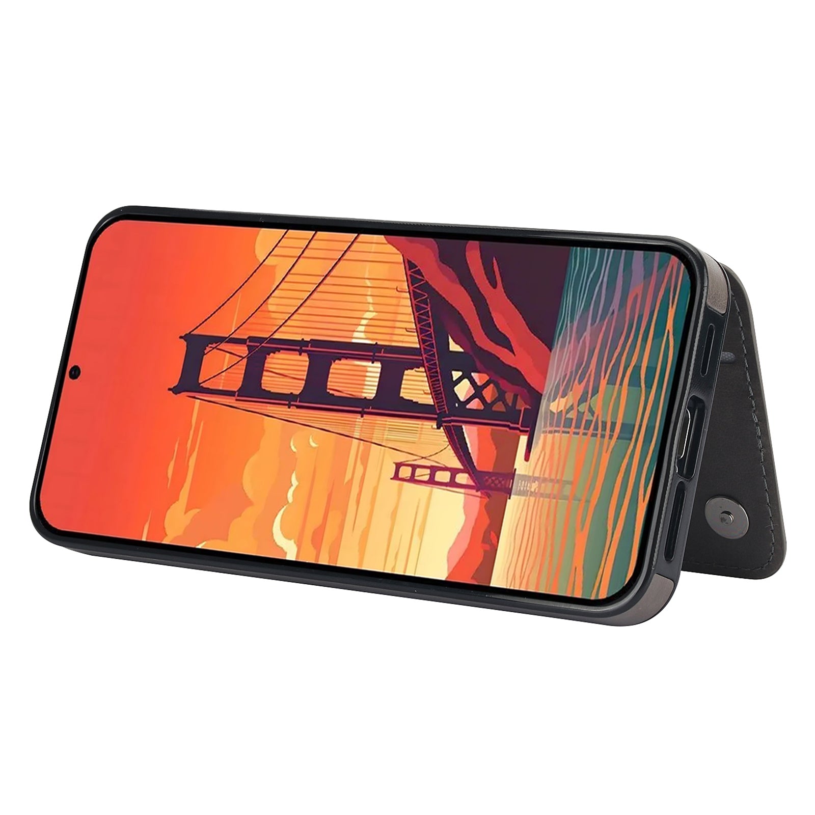 For Samsung Galaxy S24+ Cell Phone Case PU Leather Imprinted Mandala Flower Cover with Card Slots - Grey