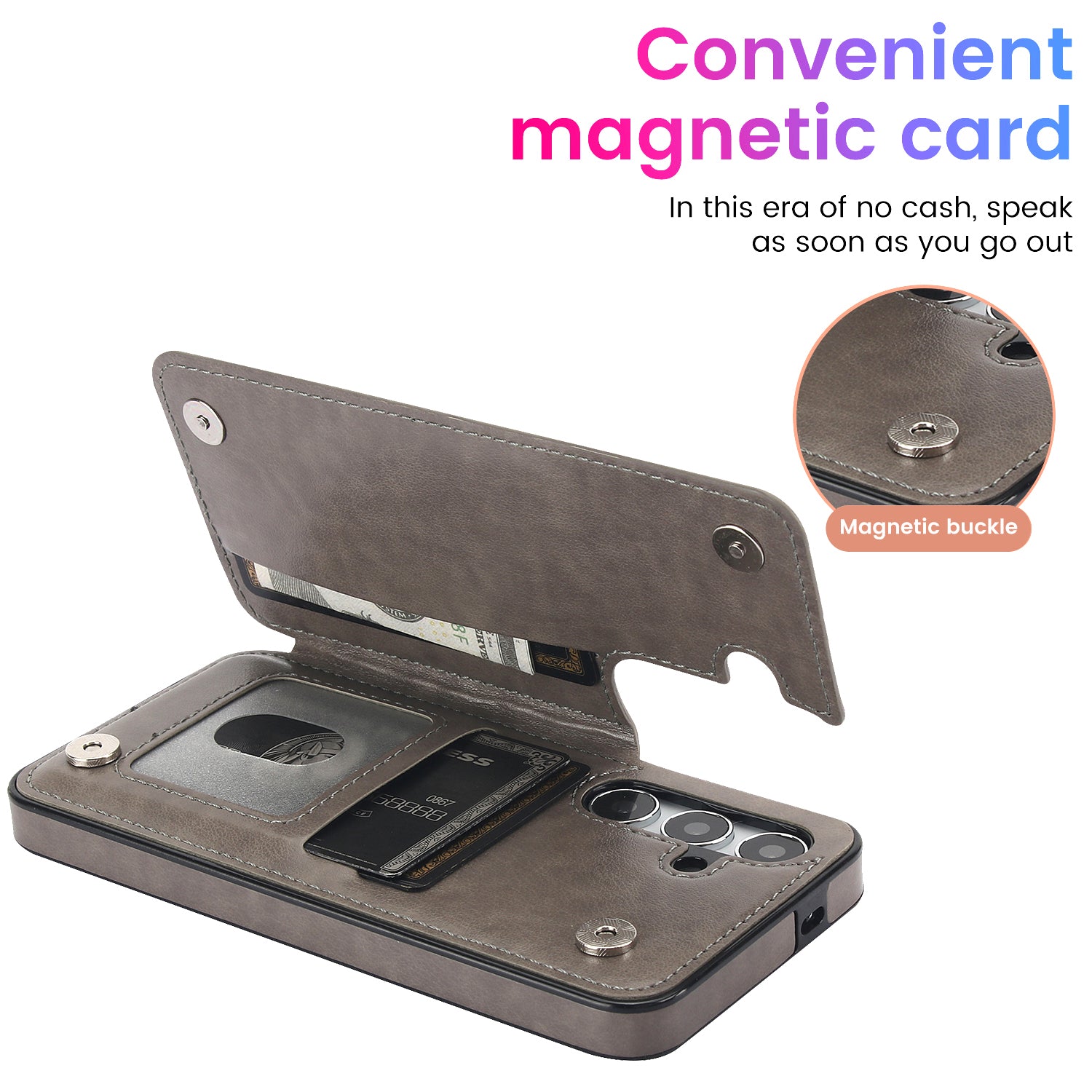 For Samsung Galaxy S24+ Cell Phone Case PU Leather Imprinted Mandala Flower Cover with Card Slots - Grey