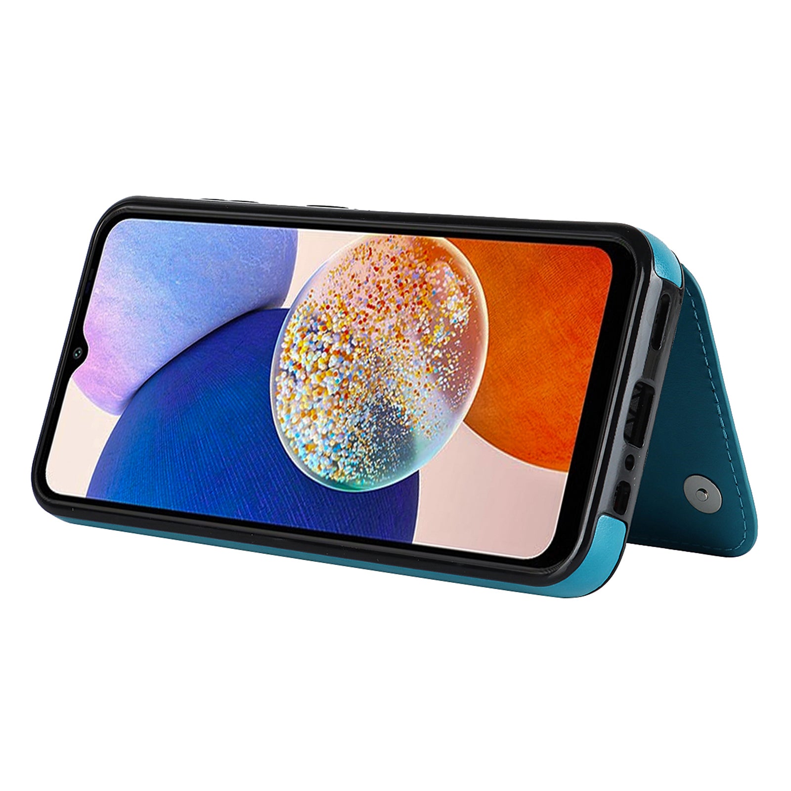 For Samsung Galaxy A54 5G Case Imprinted Mandala Flower Leather Protective Shell with Magnetic Buttons - Dark Blue