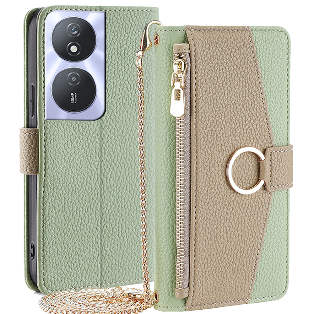 For Honor Play 50 Plus 5G / Play 8T 5G / X7b 4G / 90 Smart Case Leather Card Holder Stand Phone Cover with Heart Mirror - Grey