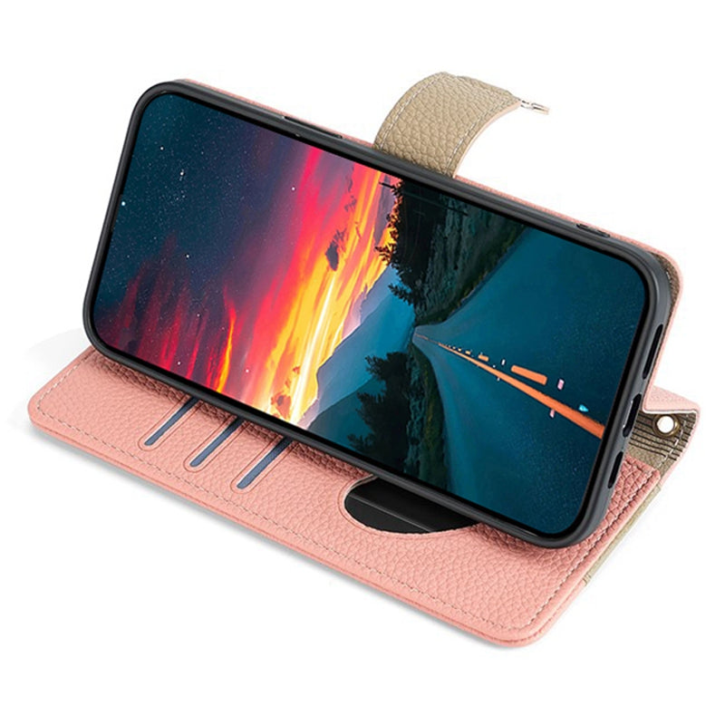 For Oppo A2x 5G / A2m 5G Magnetic Case Crossbody PU Leather Zipper Wallet Cell Phone Cover - Pink