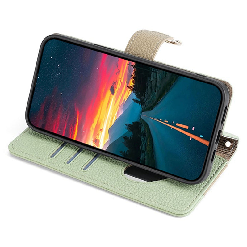 For Samsung Galaxy A25 5G (Global) (161.0 x 76.5 x 8.3mm) Magnetic Phone Case Zipper Pocket Leather Protective Cover - Green