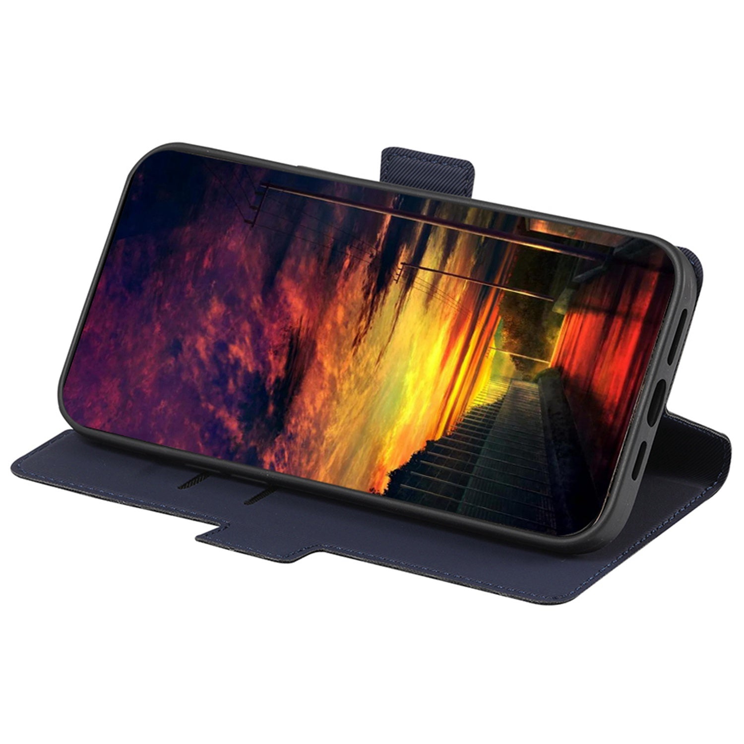 Leather Case for Samsung Galaxy A25 5G (Global) (161.0 x 76.5 x 8.3mm) Phone Cover with Card Slots - Blue