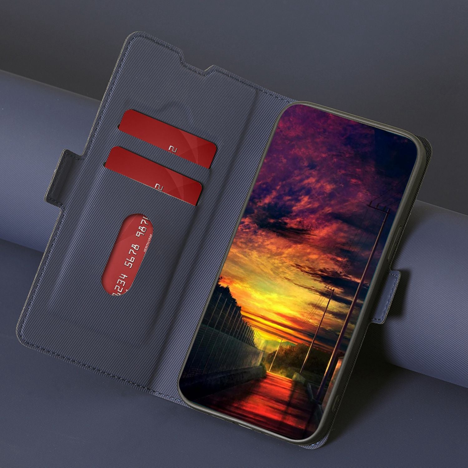 Leather Case for Samsung Galaxy A25 5G (Global) (161.0 x 76.5 x 8.3mm) Phone Cover with Card Slots - Blue