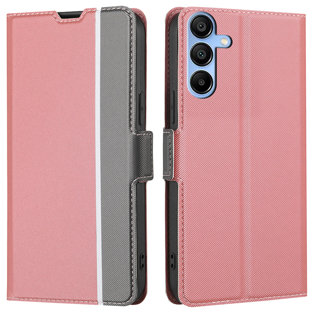 For Samsung Galaxy A15 5G / 4G PU Leather Flip Cover Stand Shockproof Phone Case - Pink