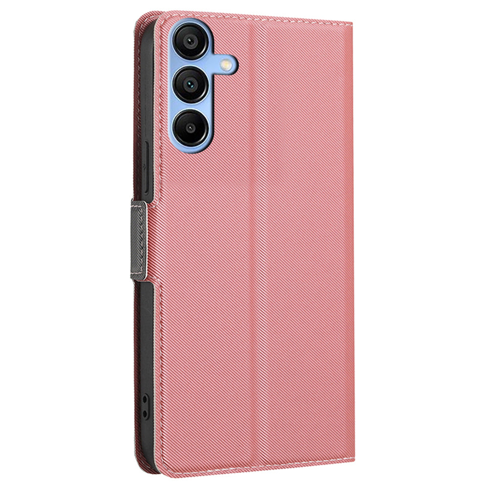 For Samsung Galaxy A15 5G / 4G PU Leather Flip Cover Stand Shockproof Phone Case - Pink