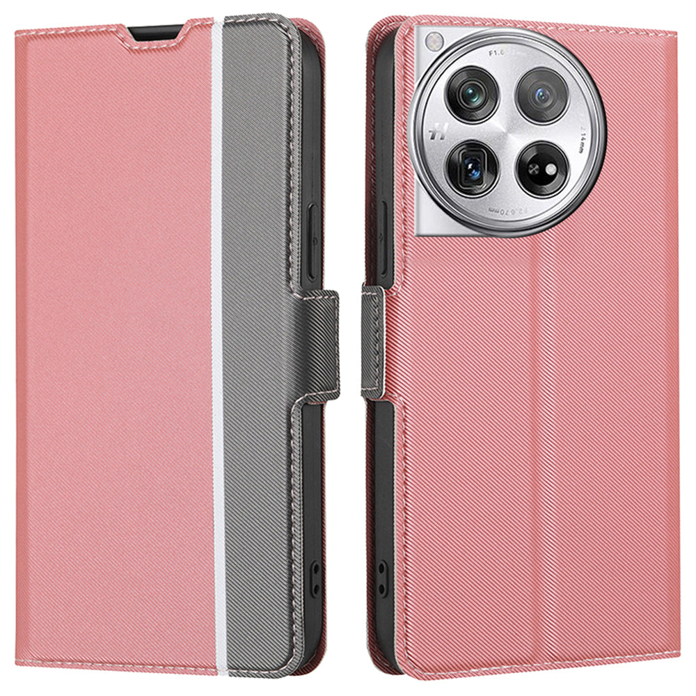 For OnePlus 12 5G Shockproof Phone Case PU Leather Flip Shell Stand Phone Cover - Black