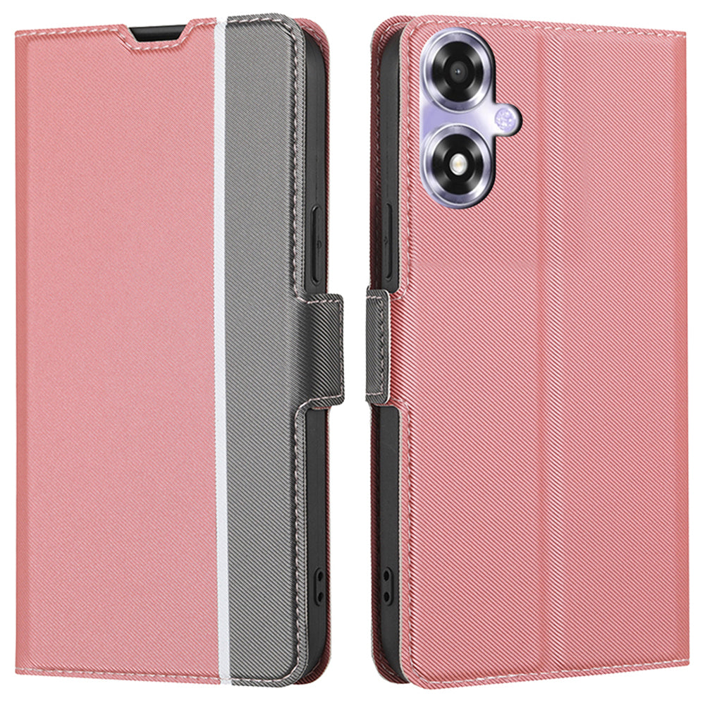 For Oppo A2m 5G / A2x 5G Leather Folio Cover Stand View Shockproof Phone Case - Pink