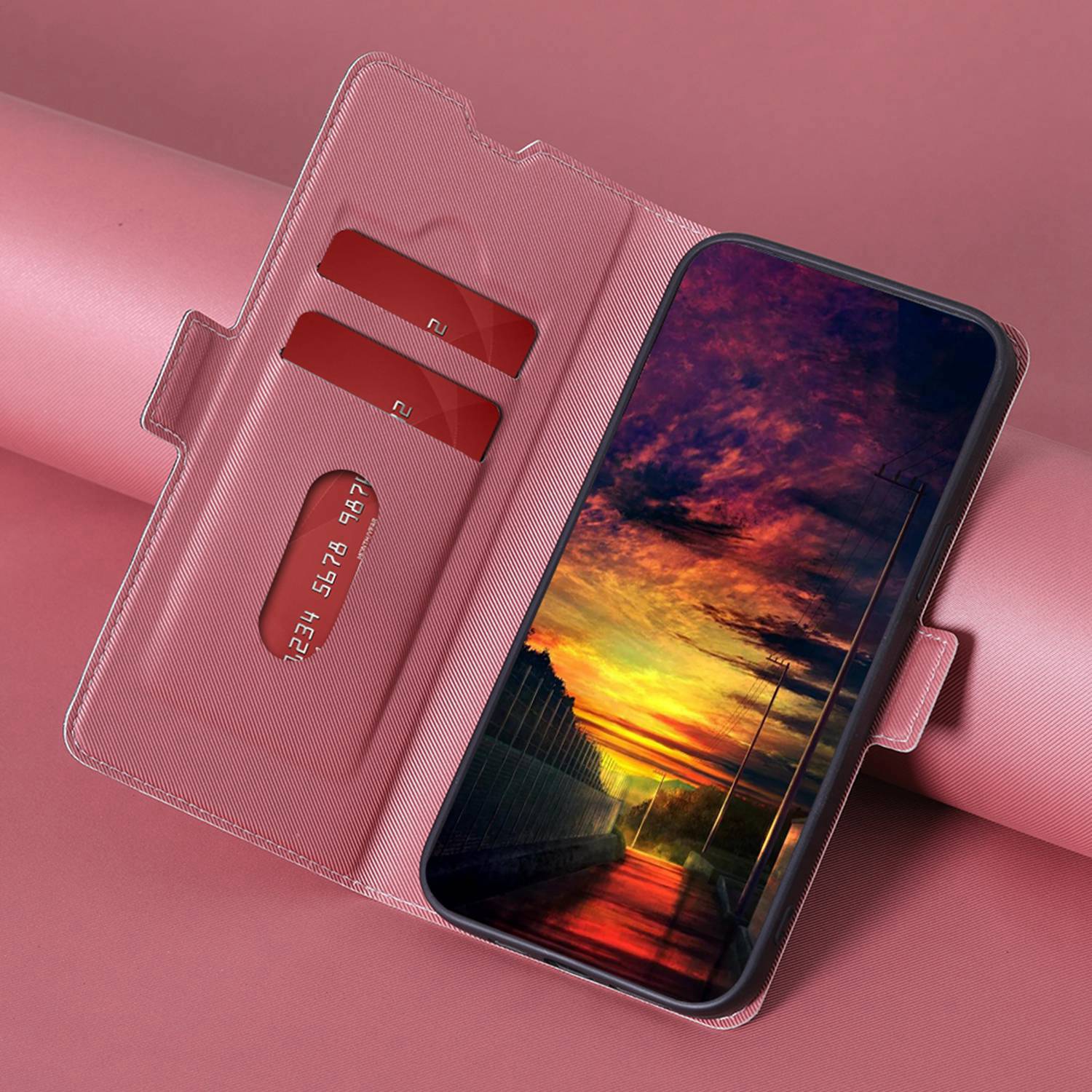 For Oppo A2m 5G / A2x 5G Leather Folio Cover Stand View Shockproof Phone Case - Pink