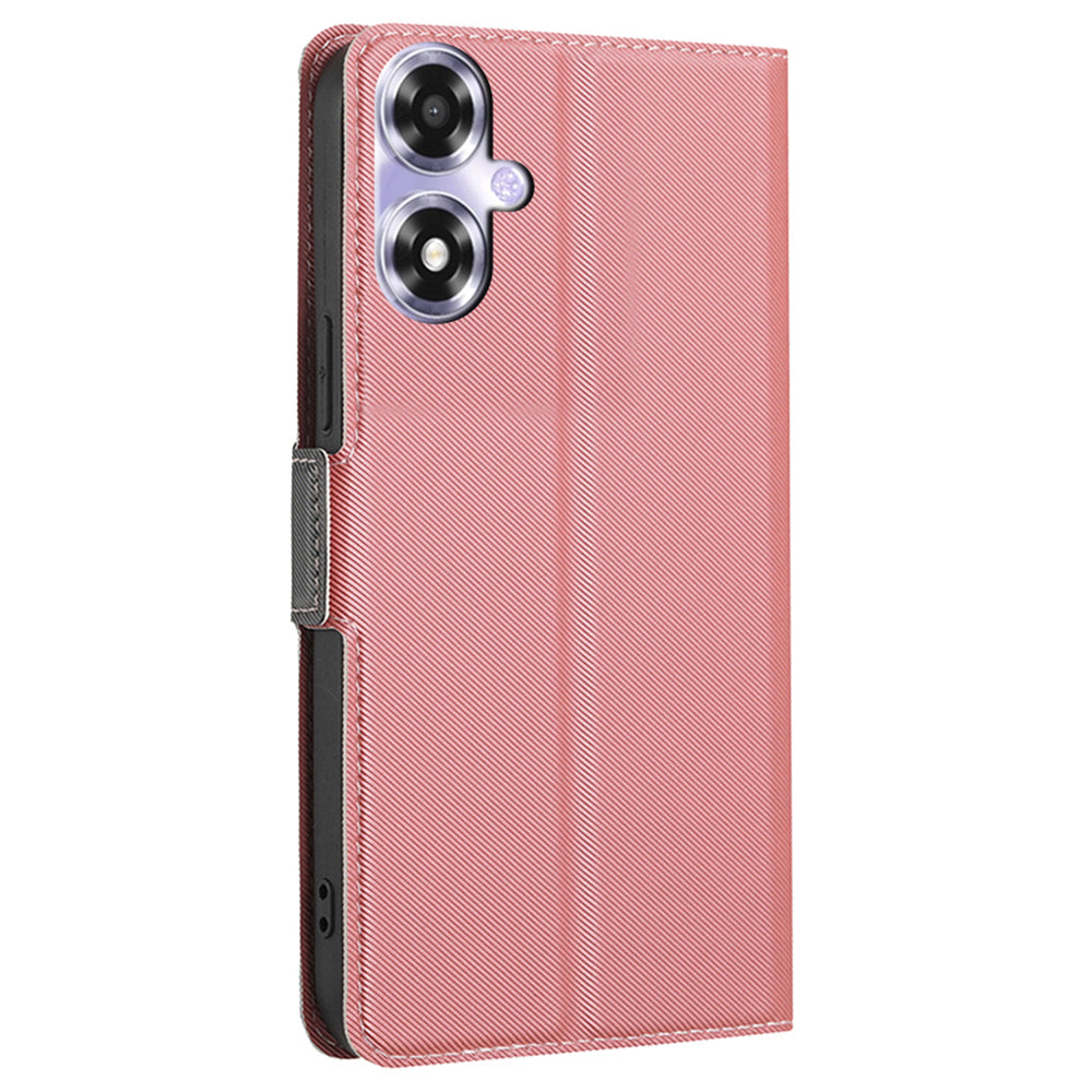 For Oppo A2m 5G / A2x 5G Leather Folio Cover Stand View Shockproof Phone Case - Pink