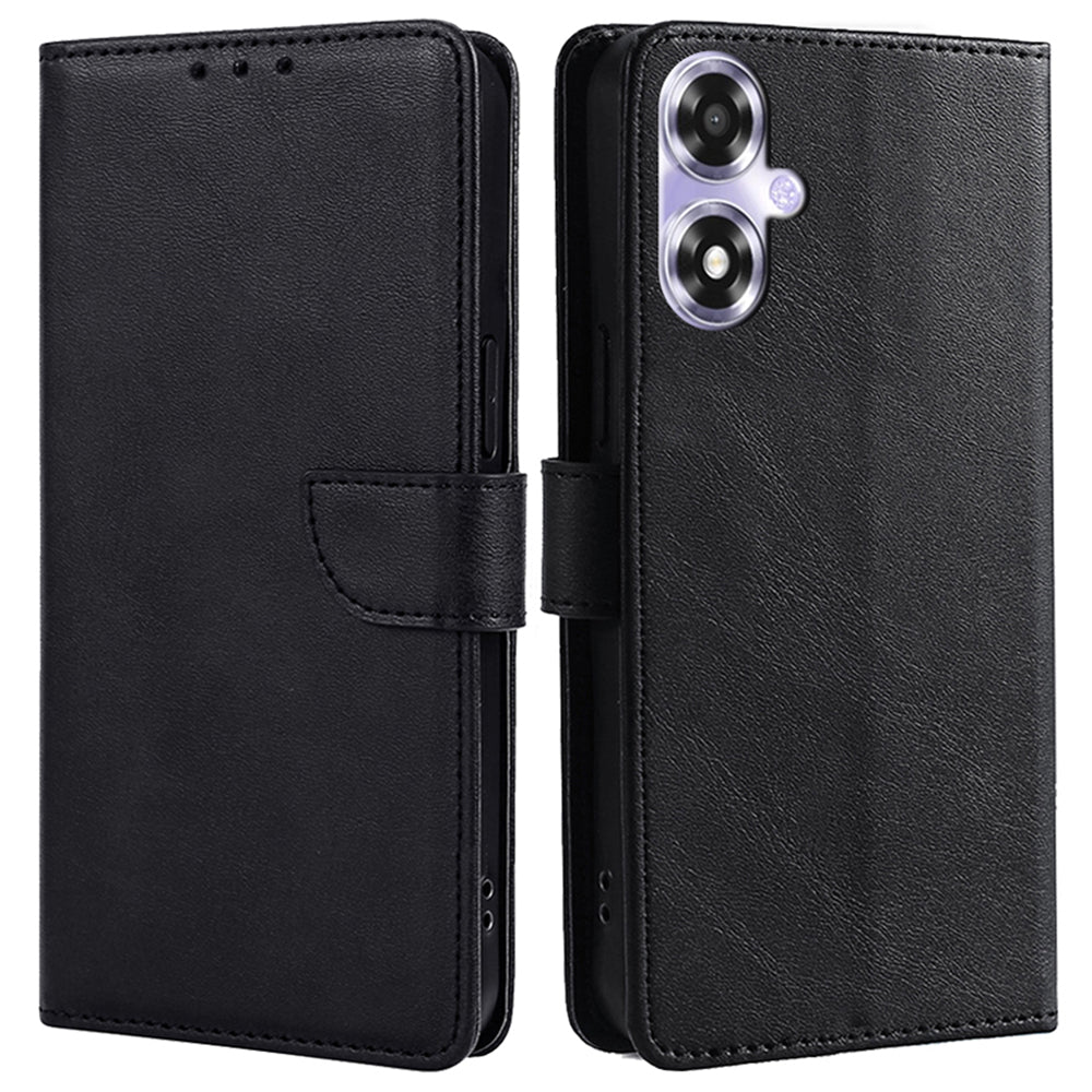 For Oppo A2x 5G / A2m 5G Leather Case Calf Texture Phone Wallet Cover - Black