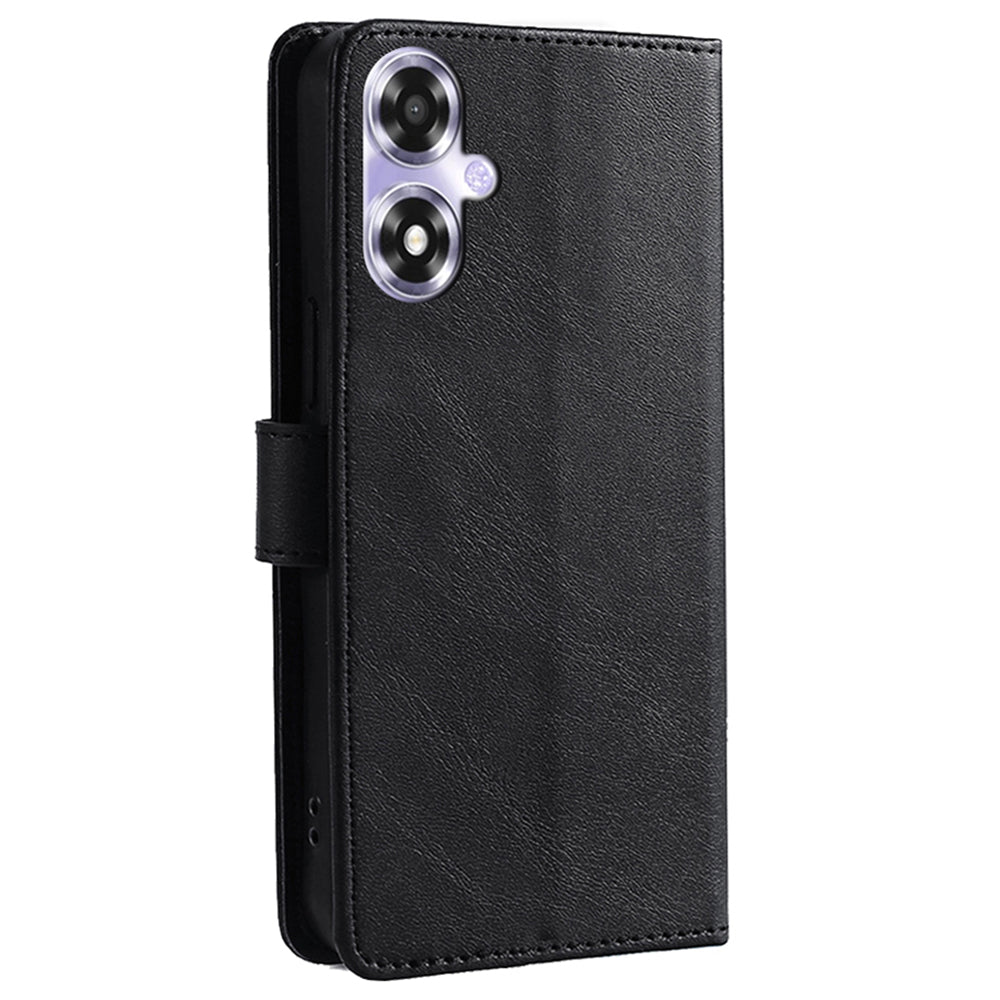 For Oppo A2x 5G / A2m 5G Leather Case Calf Texture Phone Wallet Cover - Black