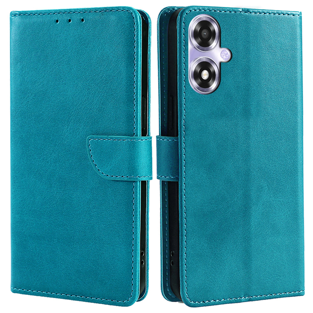 For Oppo A2x 5G / A2m 5G Leather Case Calf Texture Phone Wallet Cover - Black