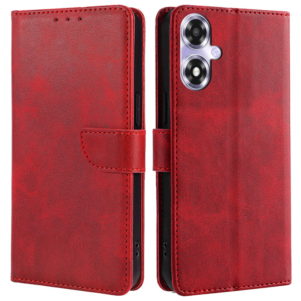 For Oppo A2x 5G / A2m 5G Leather Case Calf Texture Phone Wallet Cover - Black