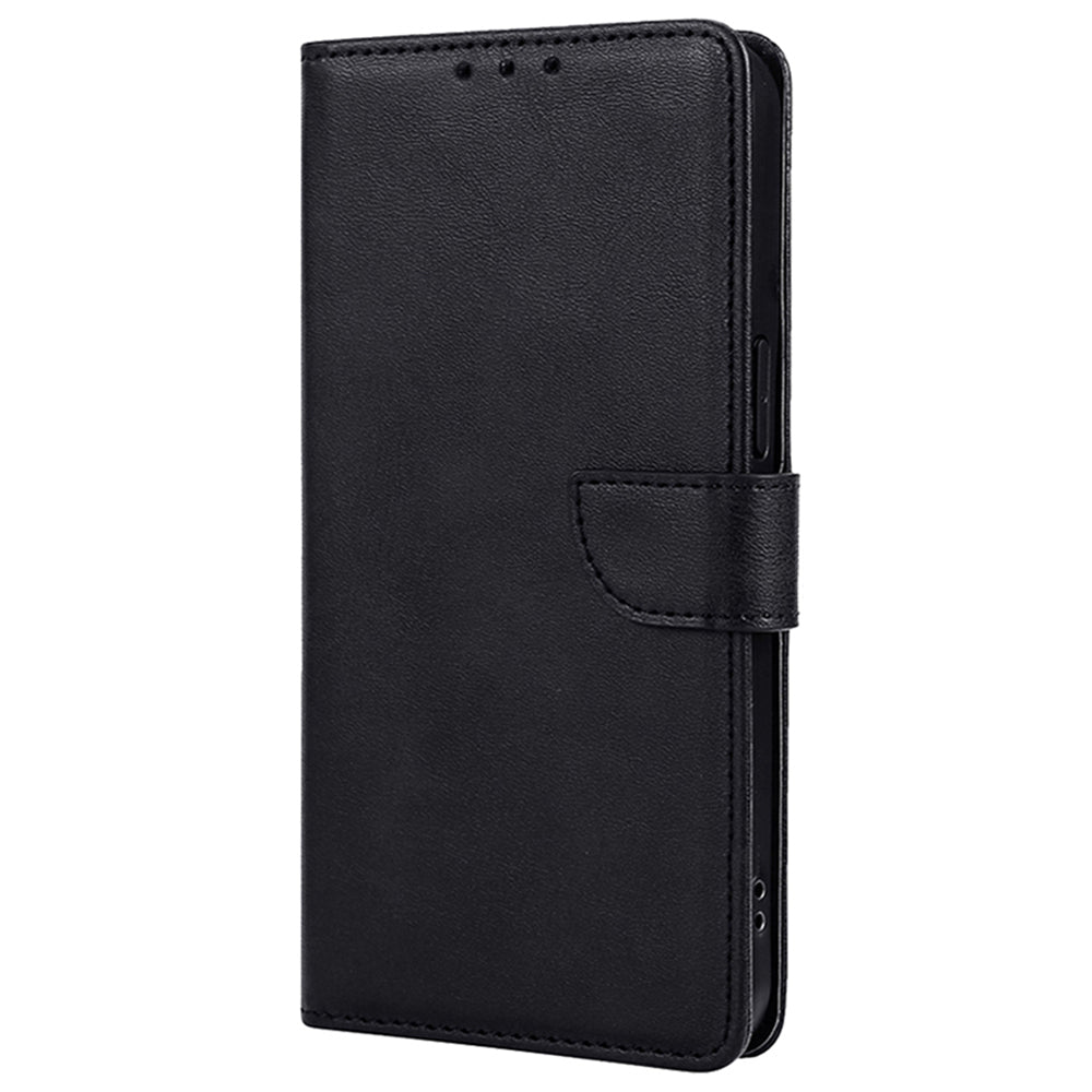 For Samsung Galaxy A15 4G / 5G Wallet Case Phone Leather Cover Calf Texture - Black