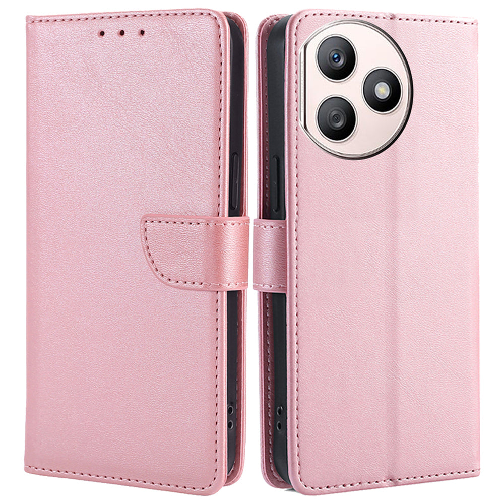 For Honor X50i+ 5G Leather Wallet Case Magnetic Auto Closing Calf Texture - Rose Gold