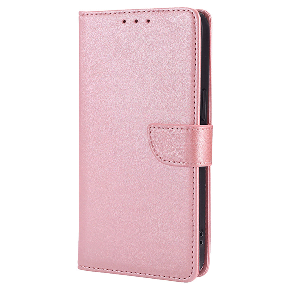 For Honor X50i+ 5G Leather Wallet Case Magnetic Auto Closing Calf Texture - Rose Gold