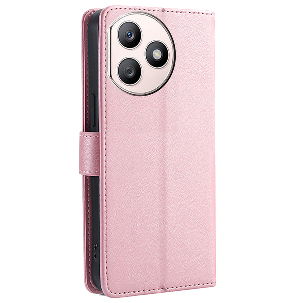 For Honor X50i+ 5G Leather Wallet Case Magnetic Auto Closing Calf Texture - Rose Gold