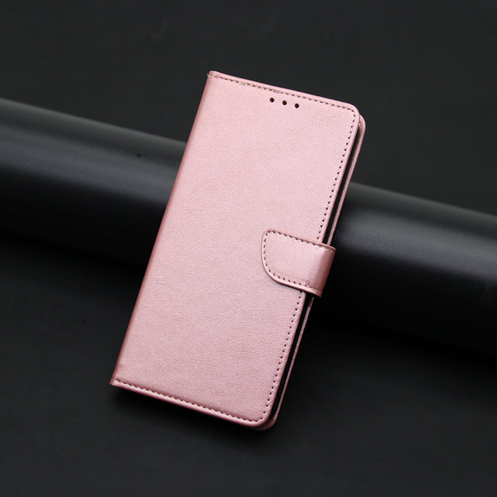 For Honor X50i+ 5G Leather Wallet Case Magnetic Auto Closing Calf Texture - Rose Gold