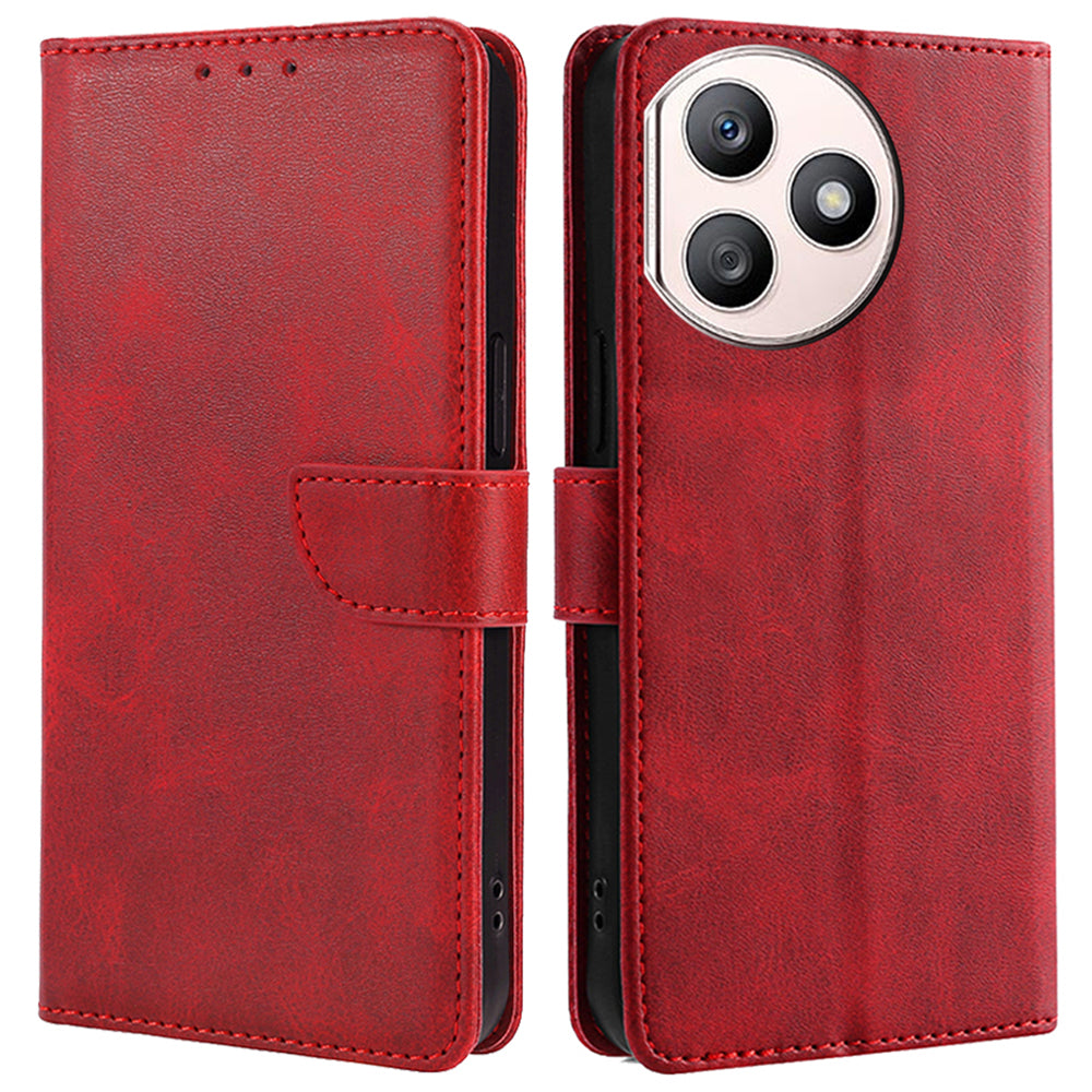 For Honor X50i+ 5G Leather Wallet Case Magnetic Auto Closing Calf Texture - Rose Gold