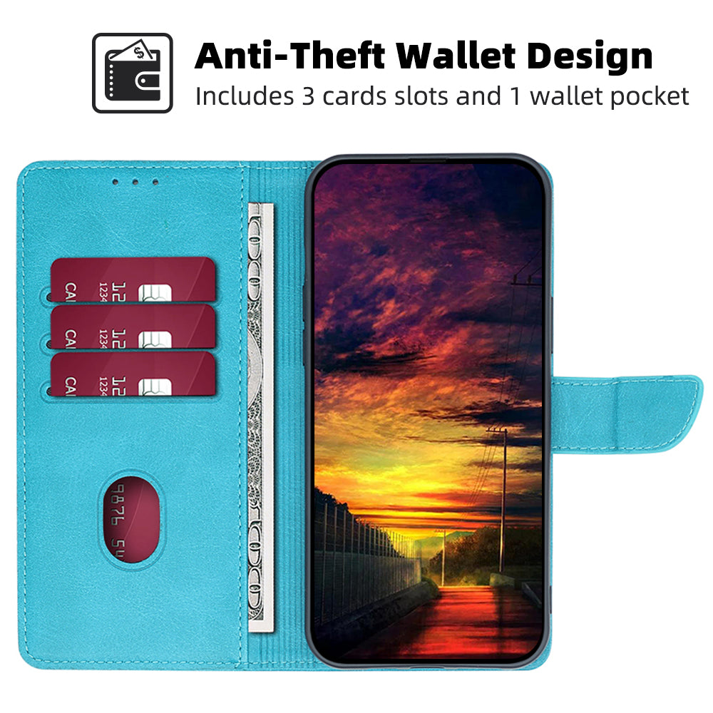 For Honor Play 50 Plus 5G / Play 8T 5G / X7b 4G / 90 Smart Wallet Case Leather Cover Calf Texture - Baby Blue