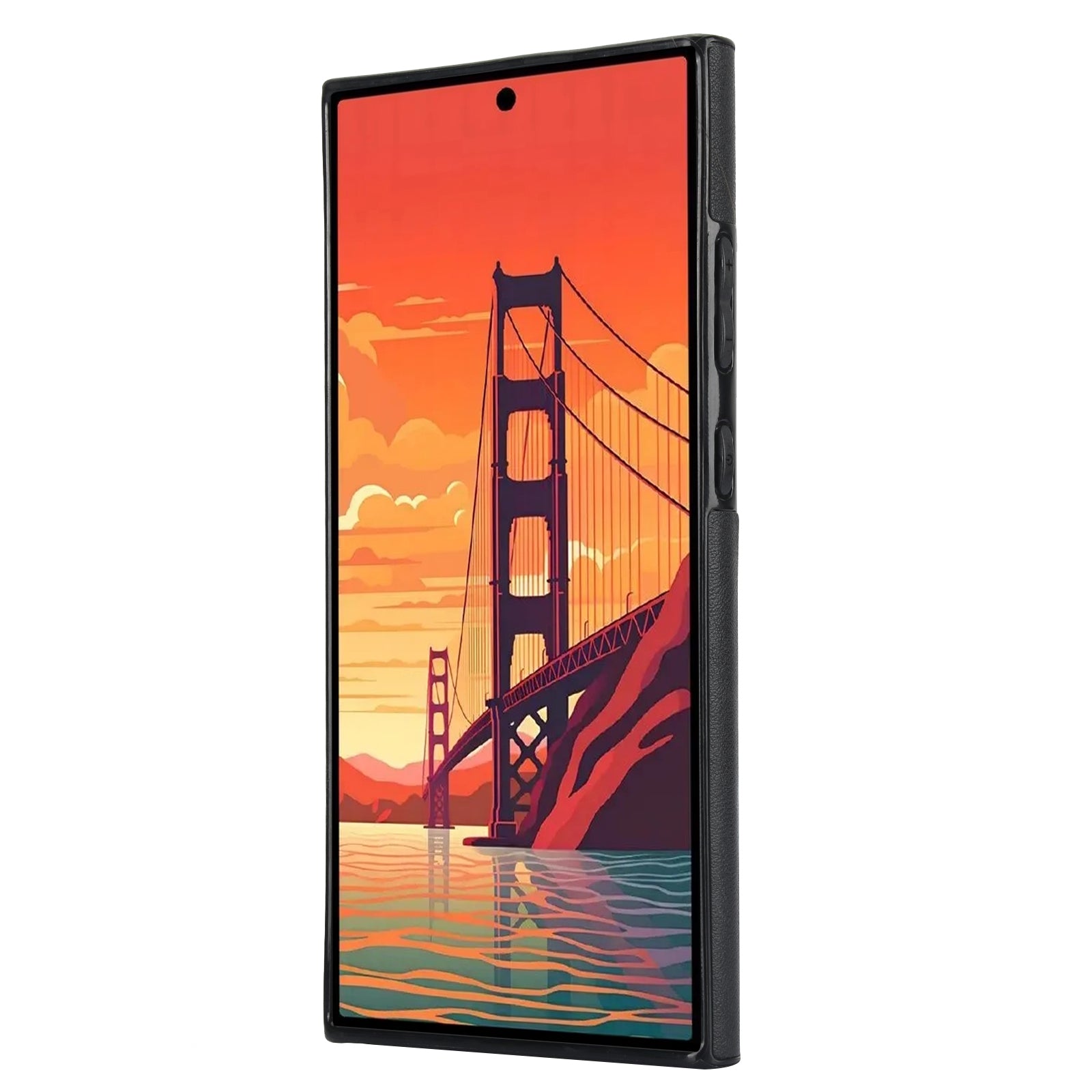 For Samsung Galaxy S24 Ultra Cell Phone Case Crossbody PU Leather+TPU Strap Kickstand Cover - Black