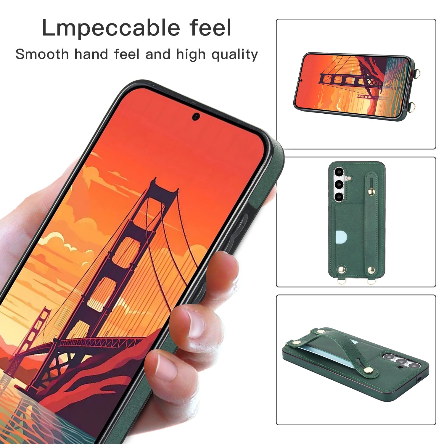 For Samsung Galaxy S24 Case Card Slot PU Leather+TPU Scratch-resistant Phone Shell - Green