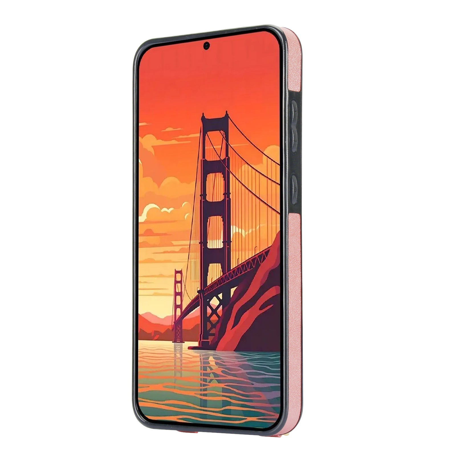 For Samsung Galaxy S24+ Cell Phone Case Strap Kickstand Card Slot PU Leather+TPU Protective Shell - Rose Gold