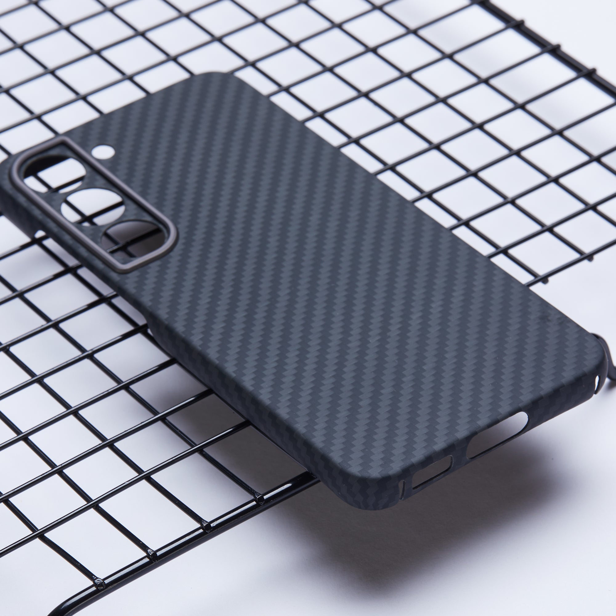 For Samsung Galaxy S22+ 5G Case 1500D Texture Aramid Fiber Phone Cover with Metal Lens Frame, Black