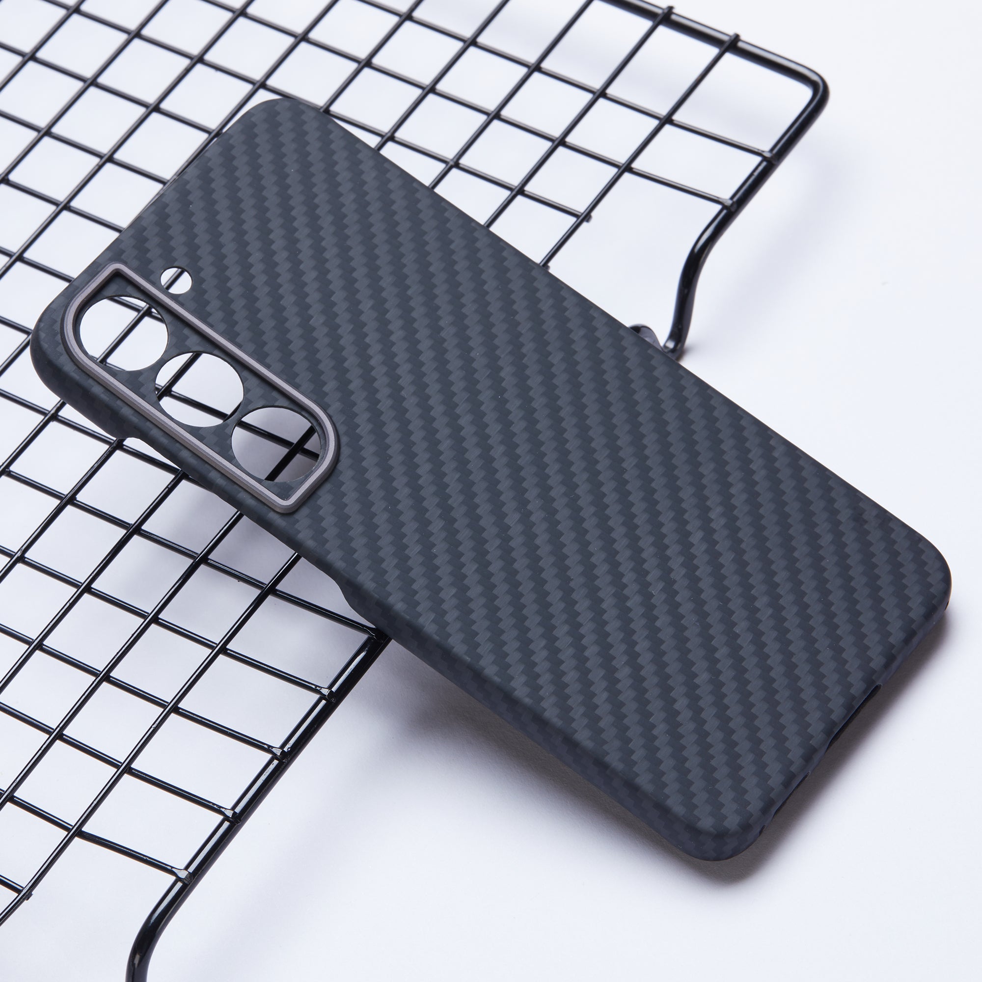 For Samsung Galaxy S23+ Case with Metal Lens Frame, 1500D Texture Aramid Fiber Black Phone Cover