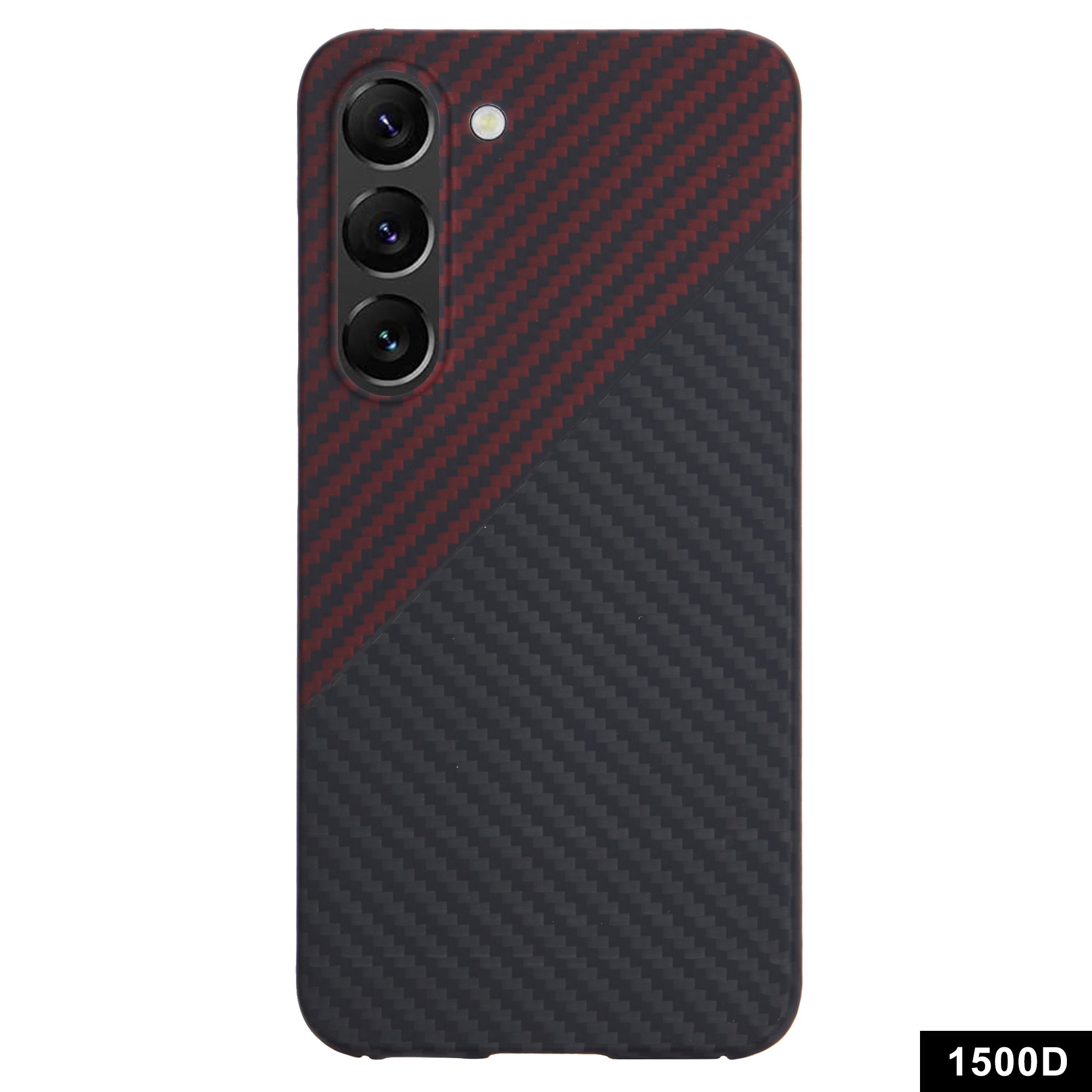 For Samsung Galaxy S22 5G Protective Case 1500D Texture Aramid Fiber Phone Cover, Black / Red