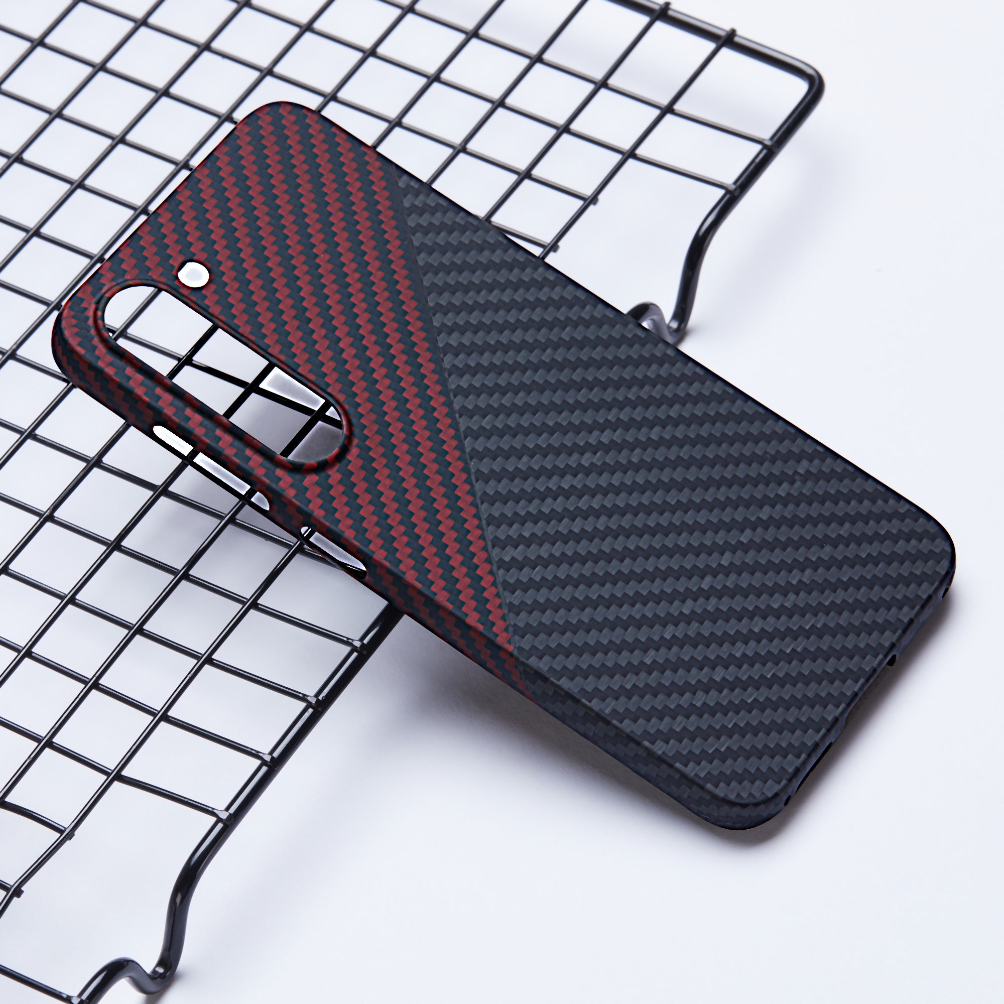 For Samsung Galaxy S22 5G Protective Case 1500D Texture Aramid Fiber Phone Cover, Black / Red