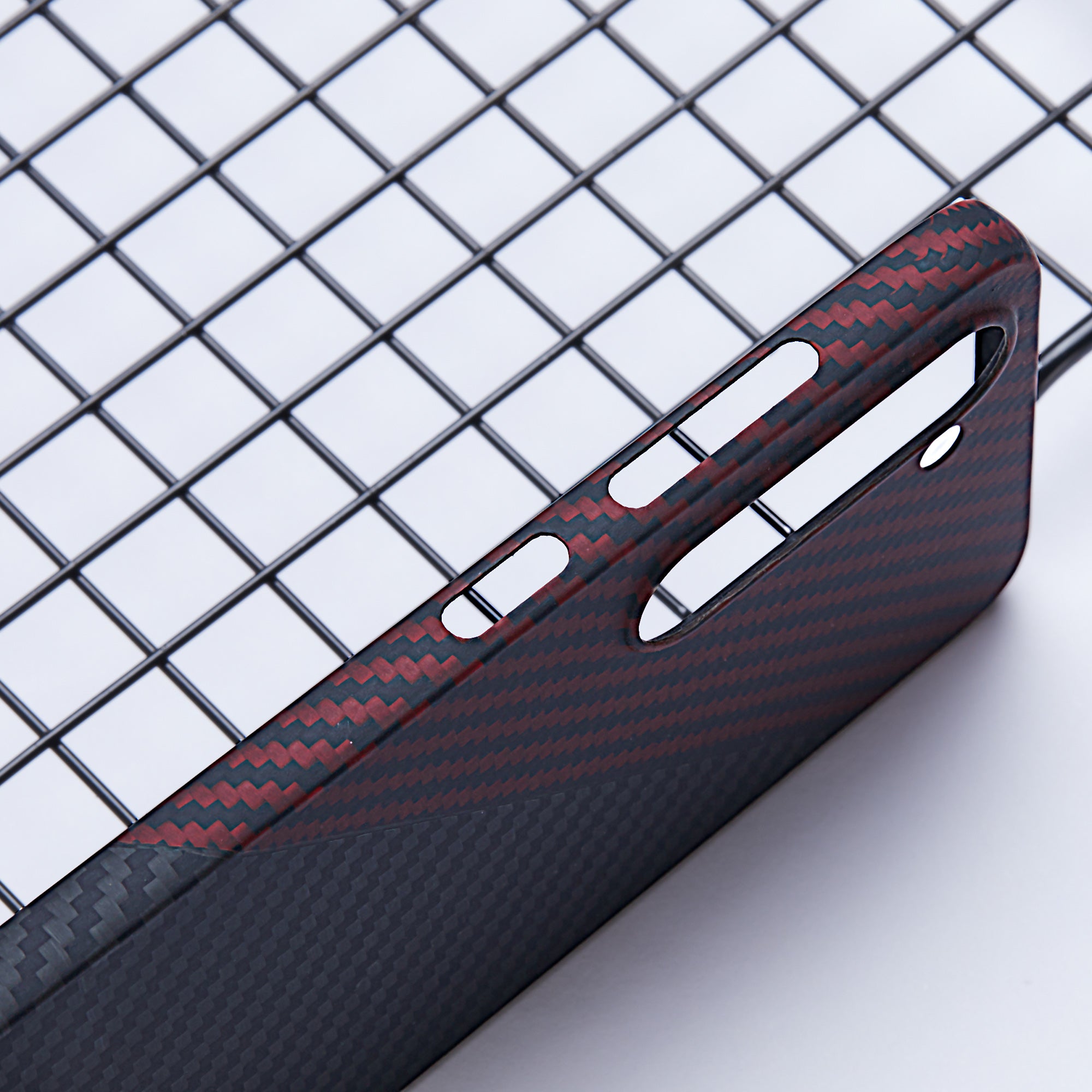 For Samsung Galaxy S23 Slim Case 1500D Texture Aramid Fiber Black / Red Phone Case