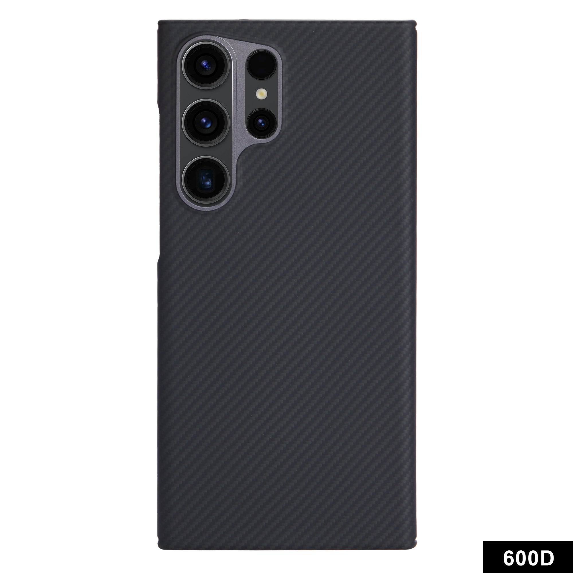 For Samsung Galaxy S24 Ultra Slim Case 600D Fine Texture Aramid Fiber Black Phone Cover with Metal Lens Frame