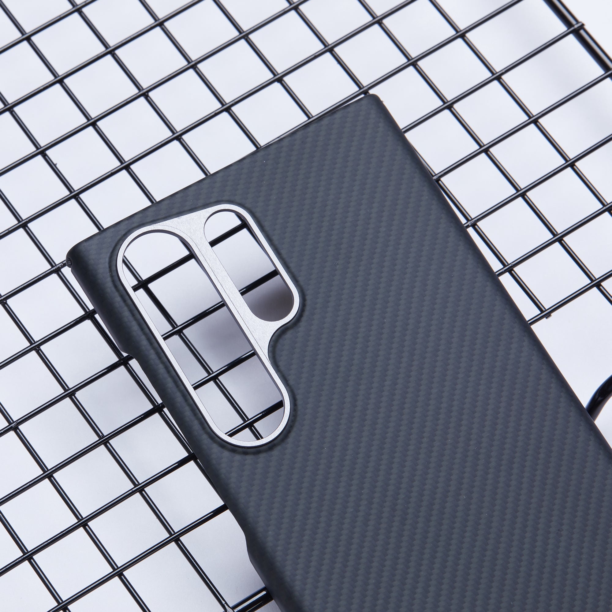 For Samsung Galaxy S24 Ultra Slim Case 600D Fine Texture Aramid Fiber Black Phone Cover with Metal Lens Frame