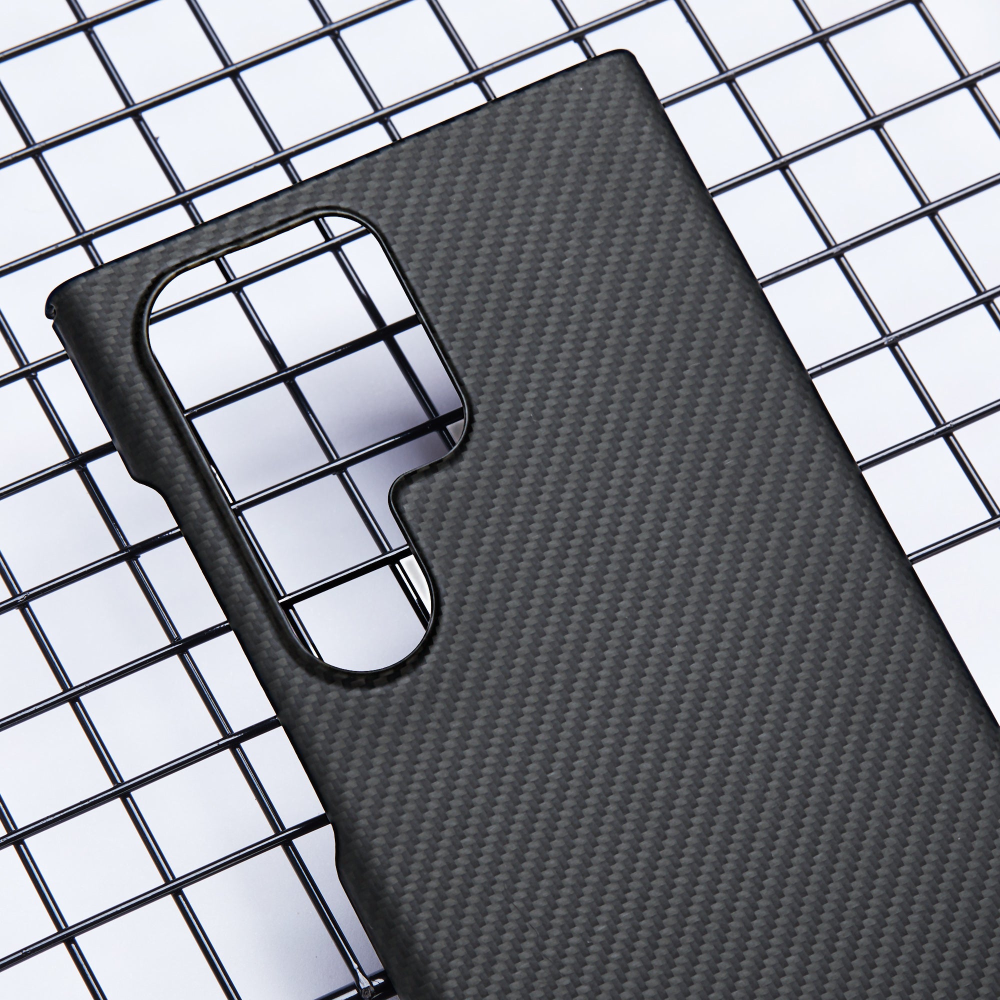 For Samsung Galaxy S22 Ultra 5G Slim Case 600D Fine Texture Aramid Fiber Black Phone Cover