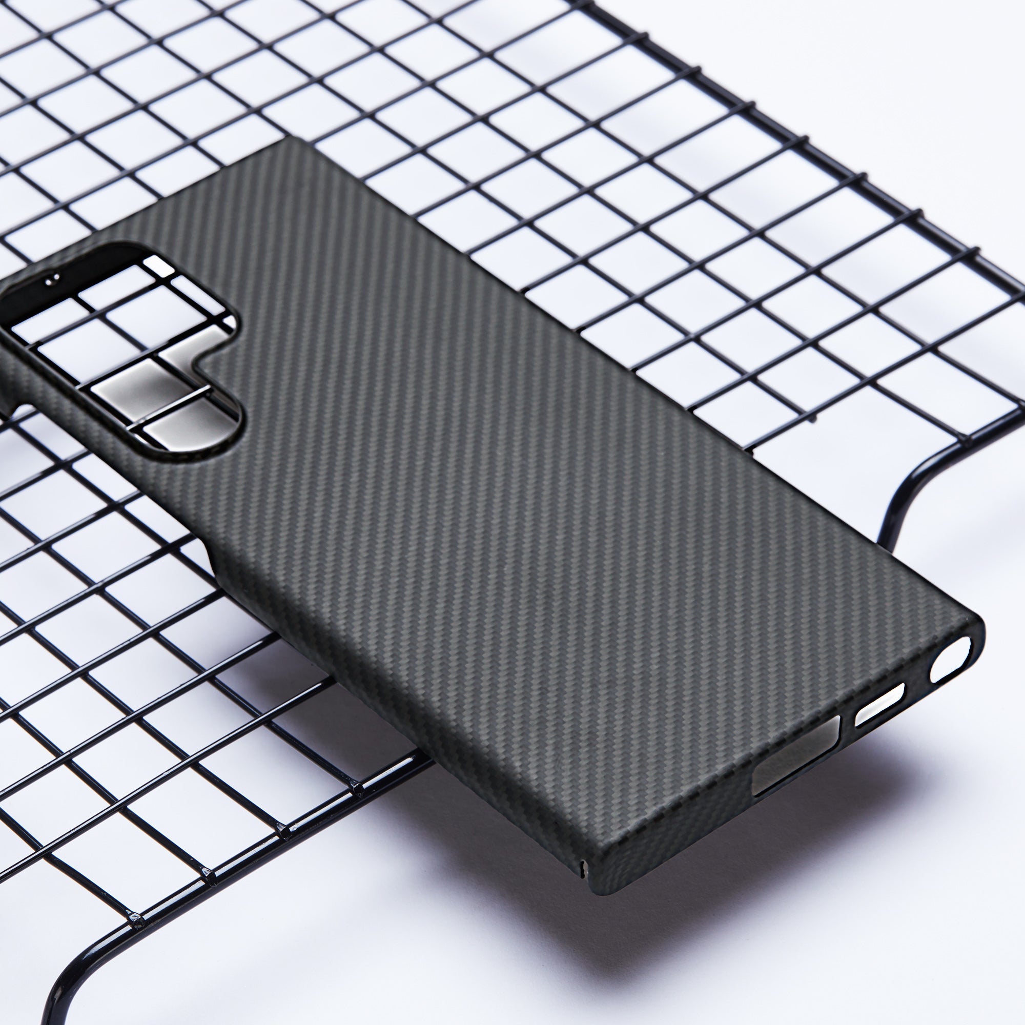 For Samsung Galaxy S22 Ultra 5G Slim Case 600D Fine Texture Aramid Fiber Black Phone Cover