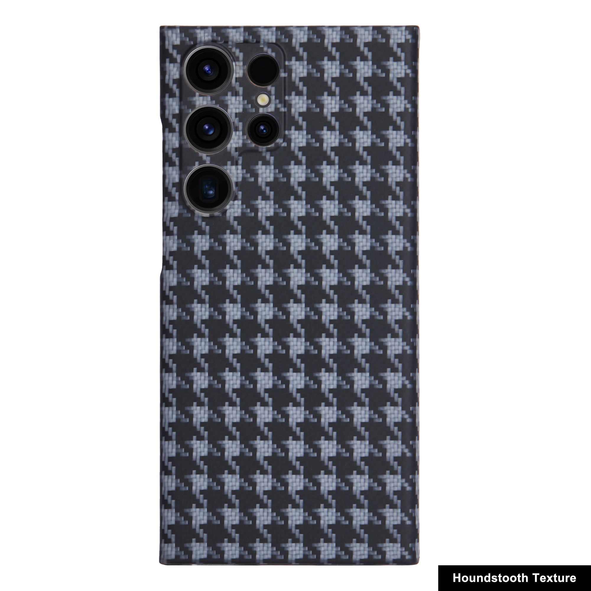 Aramid Fiber Phone Case for Samsung Galaxy S24 Ultra Houndstooth Texture Phone Cover
