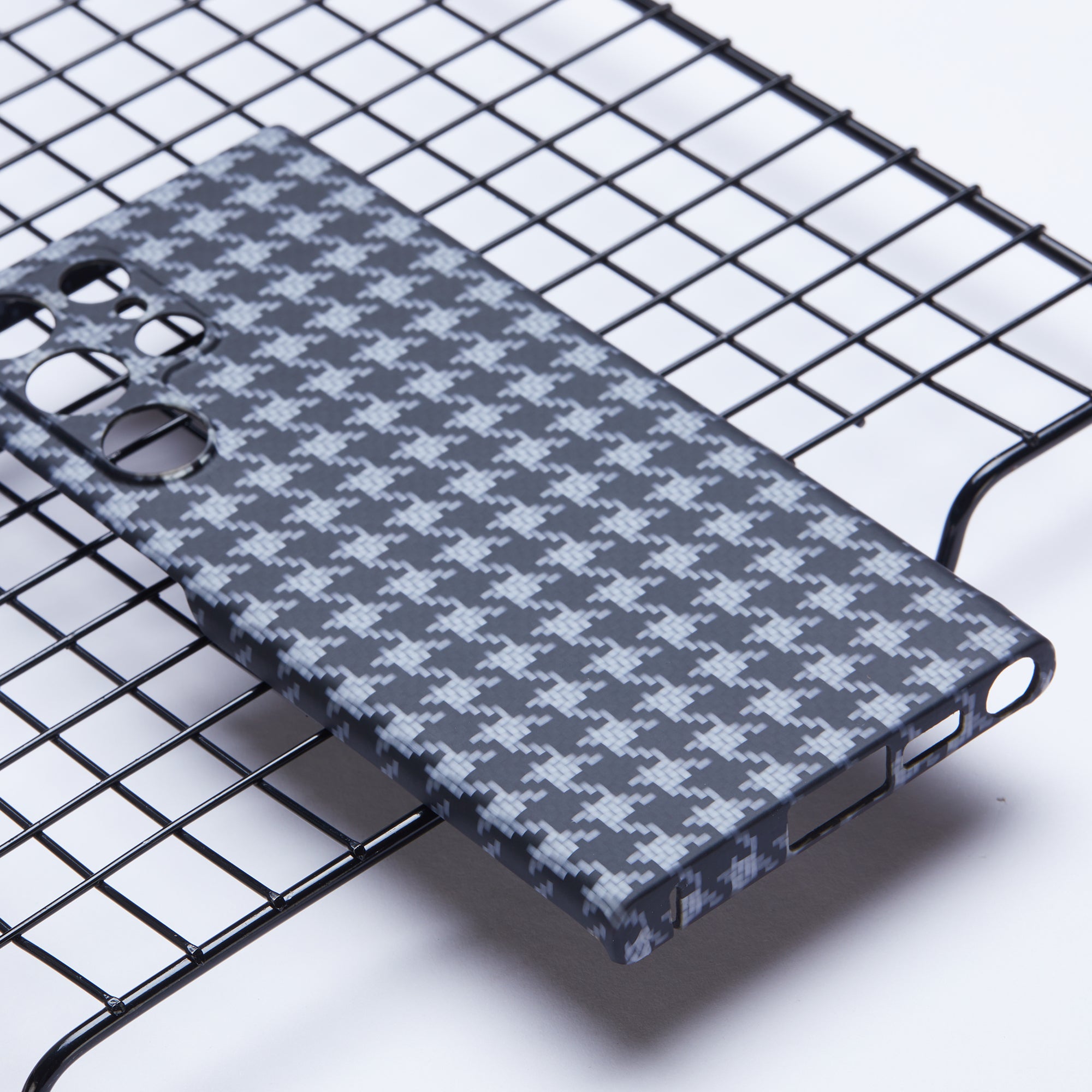 For Samsung Galaxy S23 Ultra Aramid Fiber Phone Case Houndstooth Texture Anti-drop Phone Cover