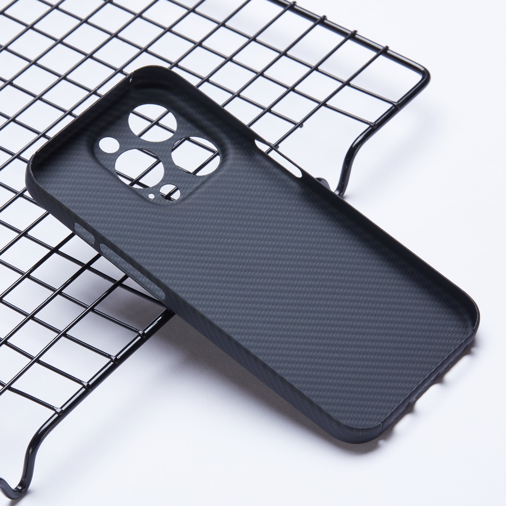 For iPhone 14 Pro Max Cell Phone Cases 600D Fine Texture Aramid Fiber Cover (Precise Lens Hole) - Black