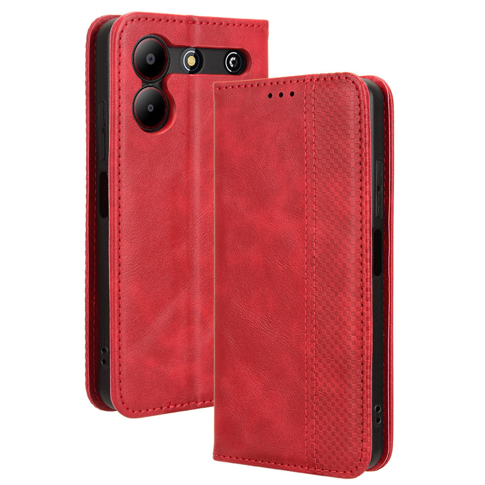 For ZTE Blade A54 Cell Phone Case PU Leather Wallet Magnetic Closing Support Stand Drop-proof Cover - Black