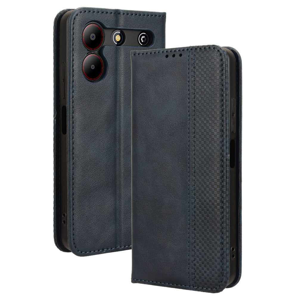 For ZTE Blade A54 Cell Phone Case PU Leather Wallet Magnetic Closing Support Stand Drop-proof Cover - Black