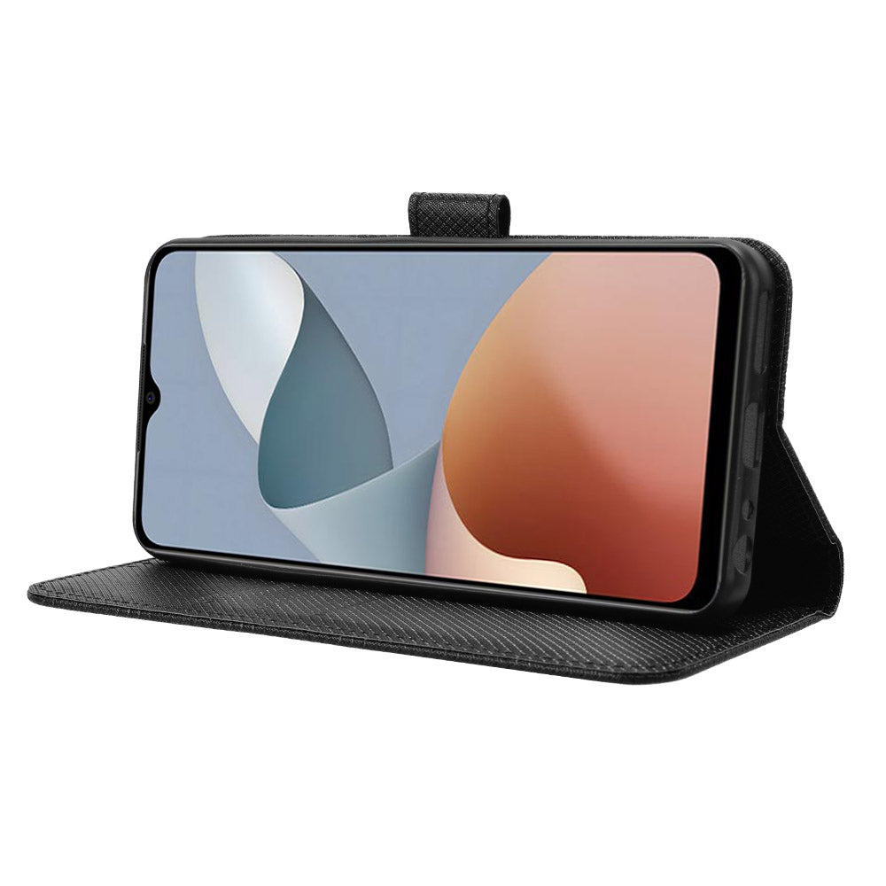 For ZTE Blade A54 Cell Phone Case Leather Wallet Stand Diamond Texture Drop-proof Cover - Black