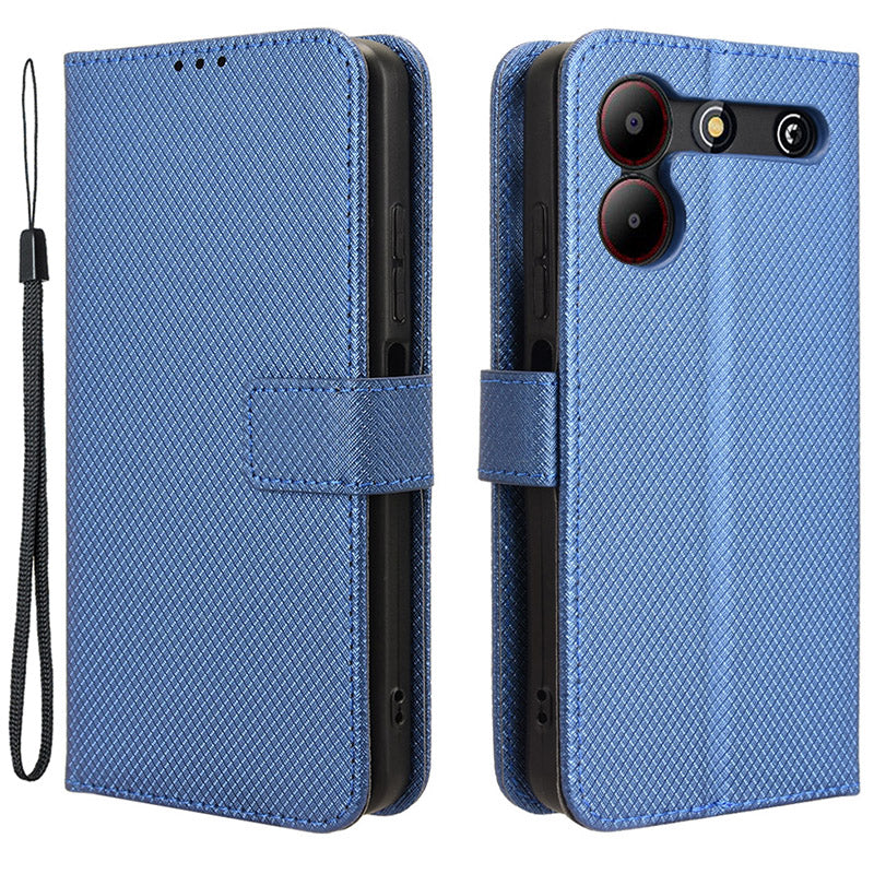 For ZTE Blade A54 Cell Phone Case Leather Wallet Stand Diamond Texture Drop-proof Cover - Black