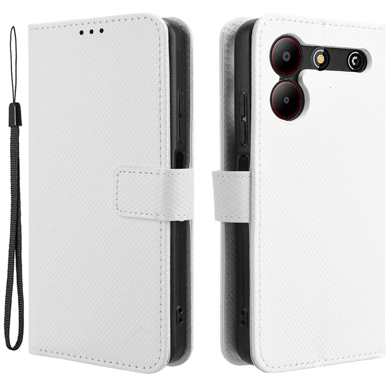 For ZTE Blade A54 Cell Phone Case Leather Wallet Stand Diamond Texture Drop-proof Cover - Black