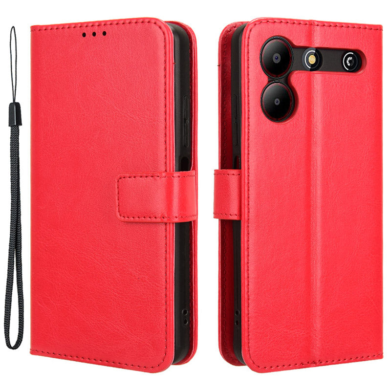 For ZTE Blade A54 Cell Phone Case Leather Wallet Crazy Horse Texture Drop-proof Shell with Stand - Black