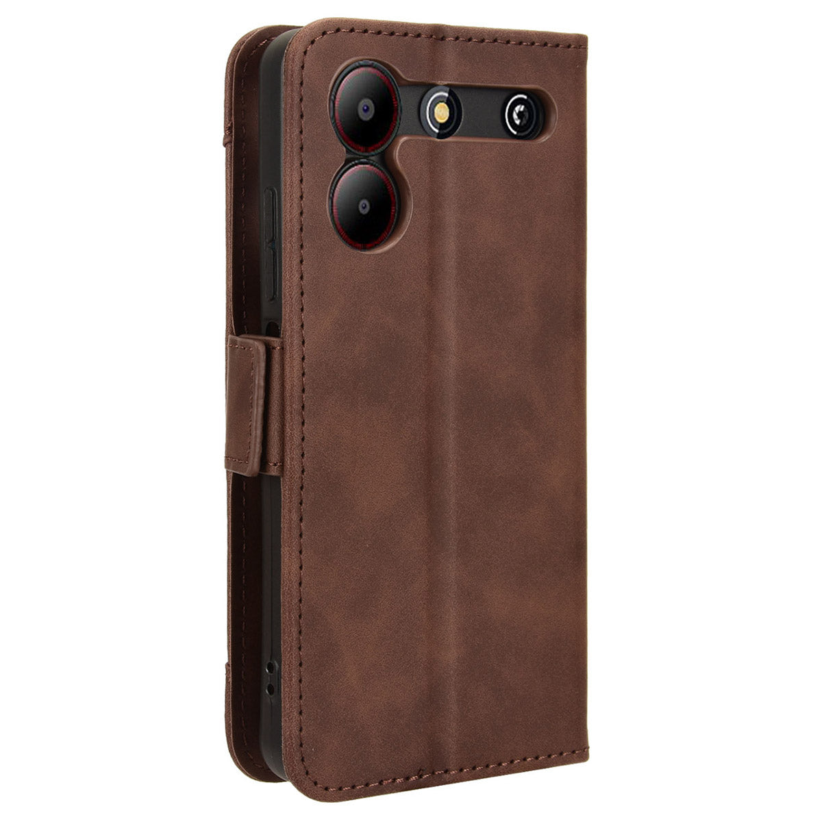 For ZTE Blade A54 Leather Folio Wallet Case Stand View Phone Cover Card Slots - Brown