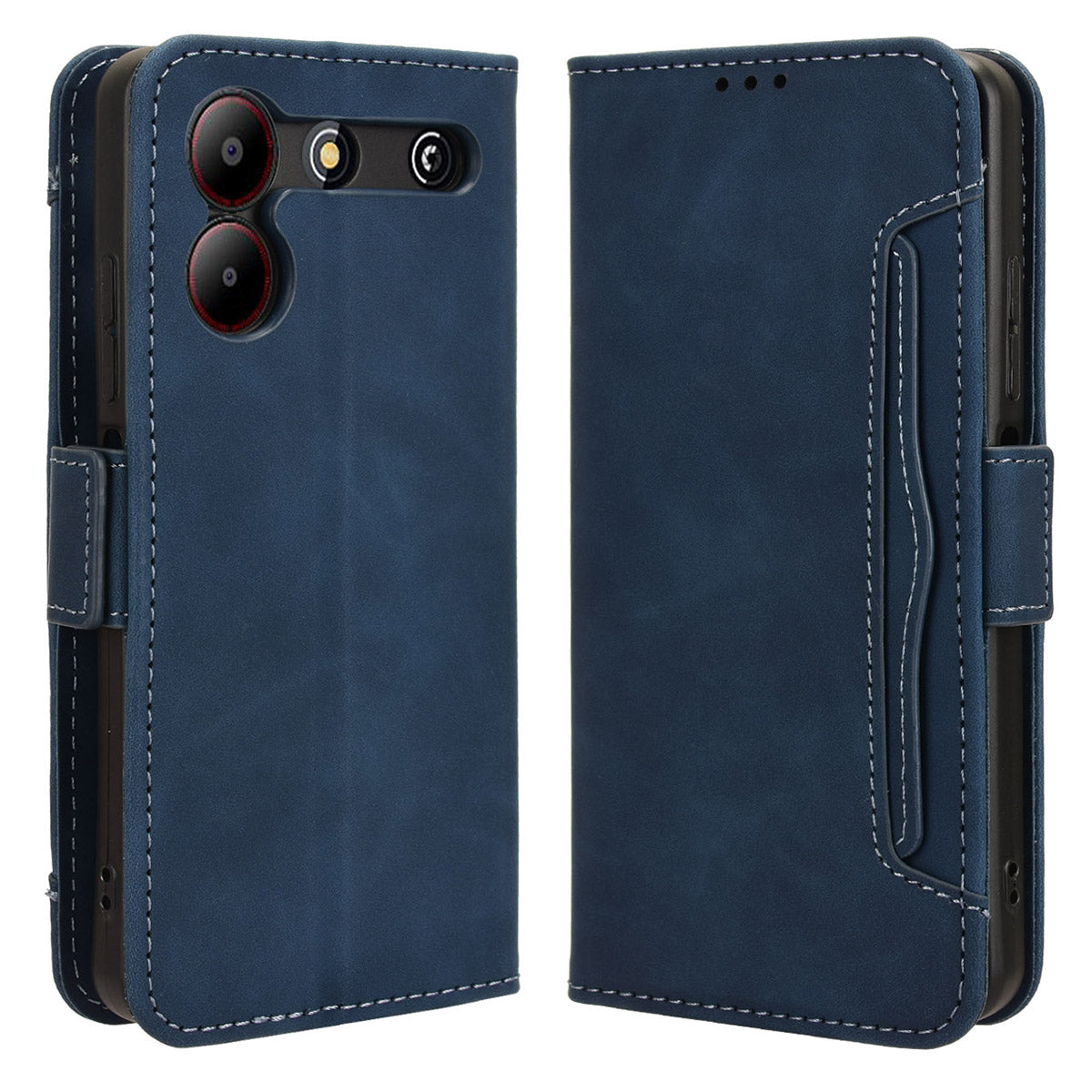 For ZTE Blade A54 Leather Folio Wallet Case Stand View Phone Cover Card Slots - Brown