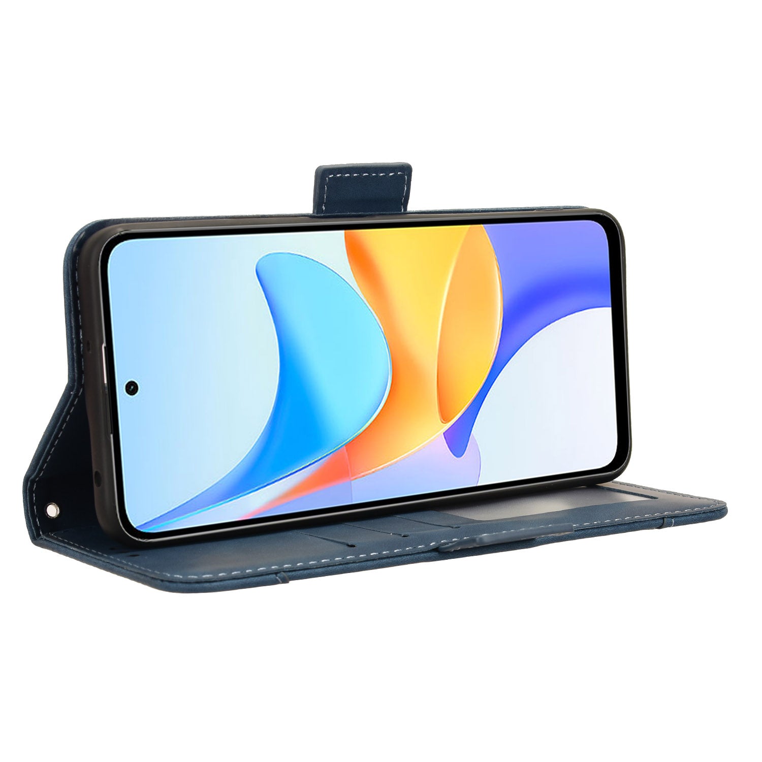 For Honor Play 50 Plus 5G / Play 8T 5G / X7b 4G / X7b 5G / 90 Smart Wallet Case Viewing Stand Card Holder Phone Cover - Blue